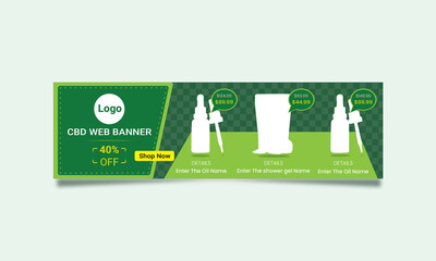 CBD Oil Web Banner for your cbd oil company. cbd Oil web banner is an extremely eye-catching clean minimalist design.