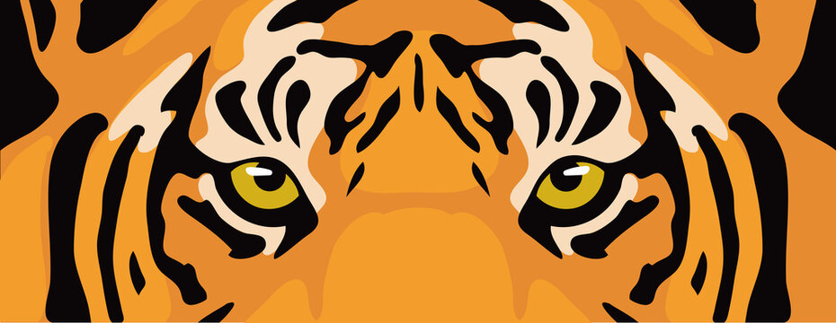 Extreme close up tiger head illustration on black background. design for t-shirt screen printing and POD