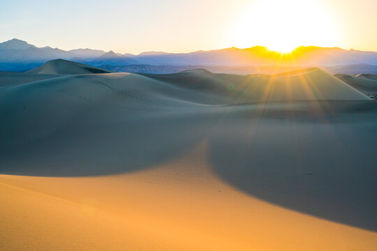 beautiful landscape  of  Mesquite Flat Sand Dunes. Death Valley National Park, California, USA.