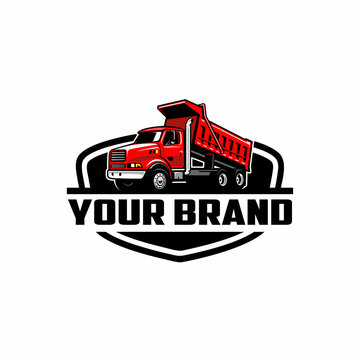 dump truck. trucking premium logo vector