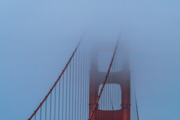 Golden gate at dusk with lighting and reflection on the water ,San Francisco,California,usa...