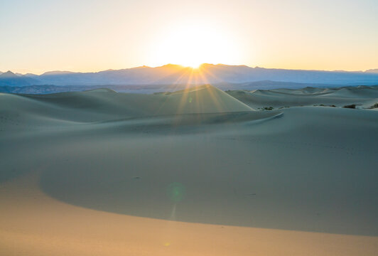 beautiful landscape  of  Mesquite Flat Sand Dunes. Death Valley National Park, California, USA.