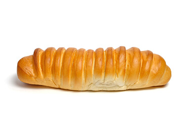 Loaf loaf on white background.Freshly baked bread.