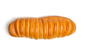 Loaf loaf on white background.Freshly baked bread.