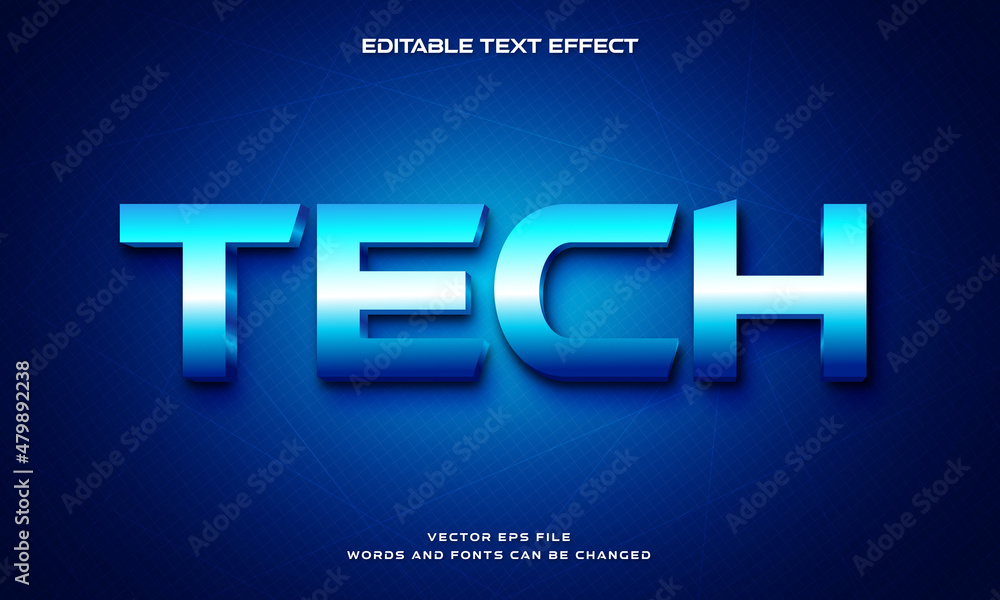 Poster tech text effect. editable fancy font style perfect for logotype, heading or title