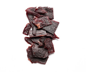 cured meat product on white background