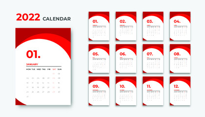 2022 wall calendar clean design print-ready template vector