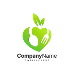 vegan food logo with heart symbol