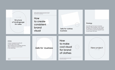 Set of elegant instagrm template for blog, brand	