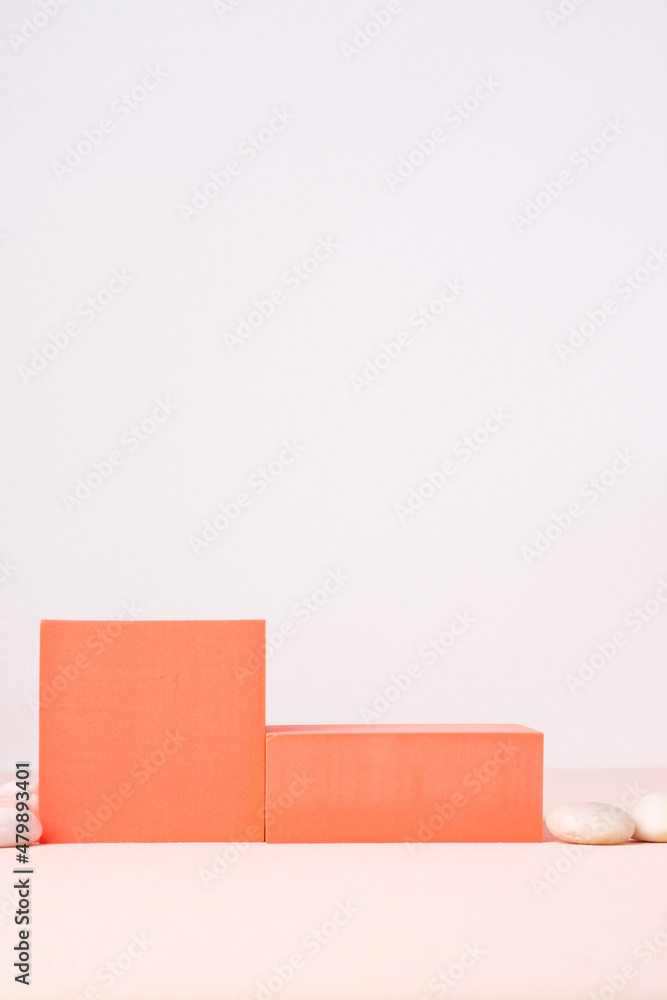 Aufkleber product display block on white background