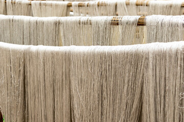 White silk threads for Persian carpet weaving