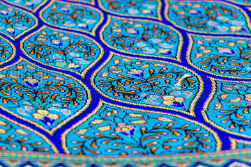 Part of a beautiful handmade carpet with turquoise color