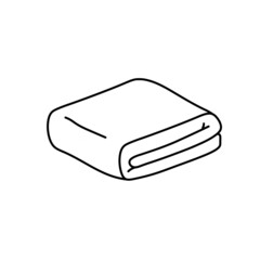 Fototapeta na wymiar Folded towel or cloth. Stack of fabric. Line drawing. Isolated cartoon black and white illustration. Packed neat clothes