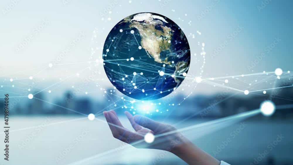 Aufkleber Global communication network concept. Digital transformation.