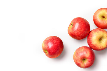 Flat lay of Envy apples isolated on white background. - obrazy, fototapety, plakaty