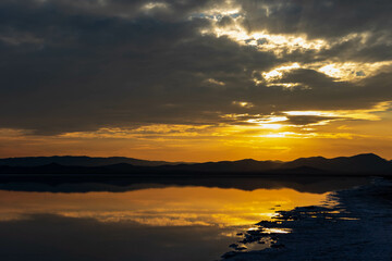 Sunset on the salt lake