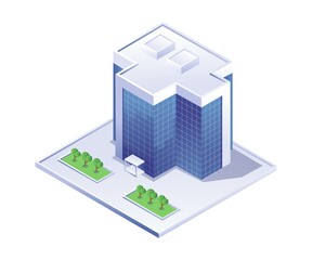 View of office building isometric illustration