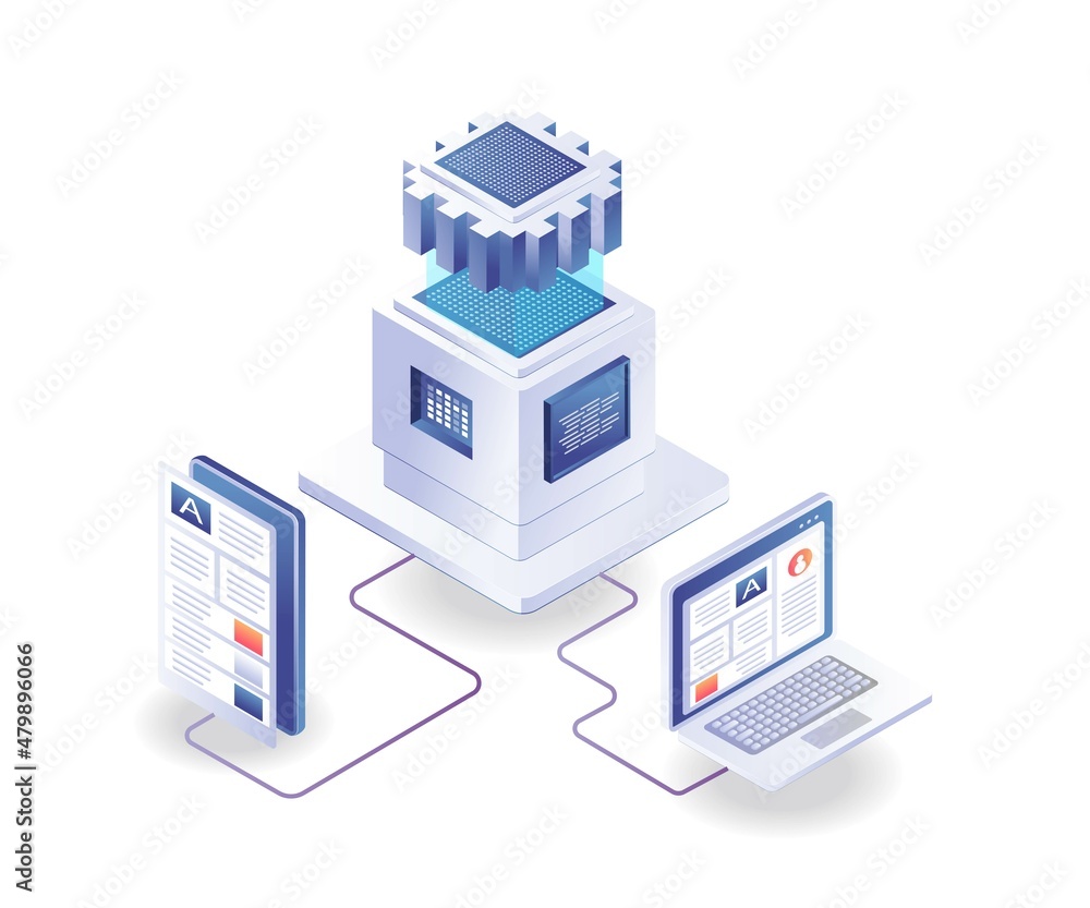 Leinwandbilder smartphone network and server computer