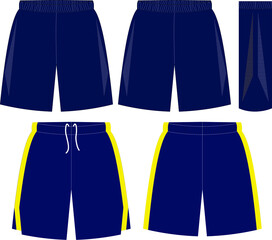 Basketball Uniform Shorts Front and Back View Mock ups Templates Vectors 