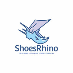 Unique shoe logo design with a rhino-shaped shoe concept.