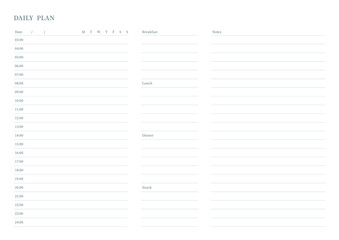 Note, scheduler, diary, calendar planner document template illustration. Daily plan form.