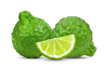bergamot or kaffir isolated on white