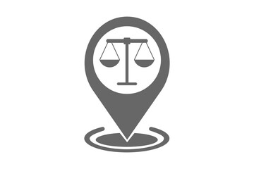 map marker with an unbalanced weight scale on white background for website, application, printing, document, poster design, etc. vector EPS10