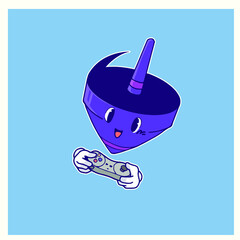 Cartoon mascot of a spin top 