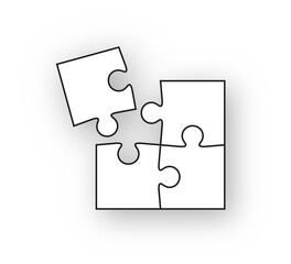 Puzzle pieces. Jigsaw outline grid. Simple mosaic layout with separate shapes. Thinking game on white background. Laser cut frame. Vector illustration.