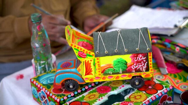 Slow-motion shot of Pakistani truck art