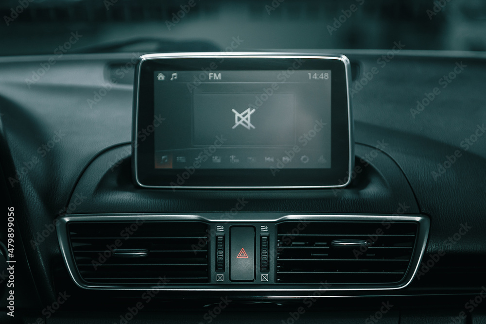 Poster car control panel of audio player and other devices.a shallow depth of field close up of the control