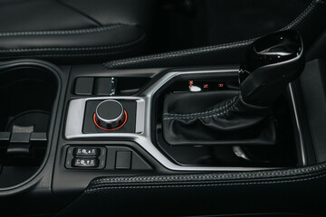 Fototapeta na wymiar Manual gearbox handle in the car