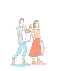 買い物を楽しむ夫婦