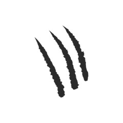 Cat scratches. Three animal claw marks. Fun design element. Flat design. Vector illustration