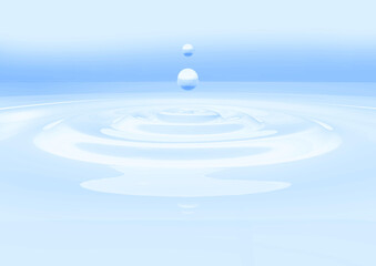 雫と波紋が広がる水色の液体、背景素材