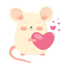 Сute rat holding heart cartoon character illustration
Colored flat vector illustration isolated on white background