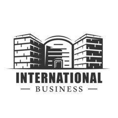 Vintage buildings labels isolated on white background. Vector illustration