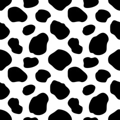 Abstract dalmatian skin seamless pattern on white background. Vector illustration.  