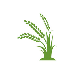 Wheat vector art logo design that grows lush green