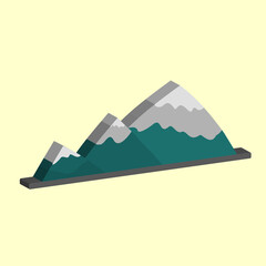 Fototapeta na wymiar Vector 3D icon green mountain, snowy mountains. Adventure theme, best for property images