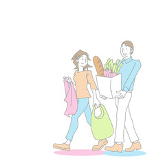 買い物を楽しむ夫婦