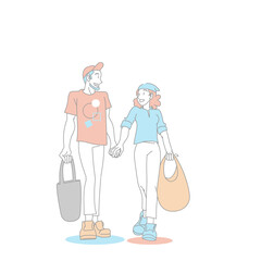 買い物を楽しむカップル