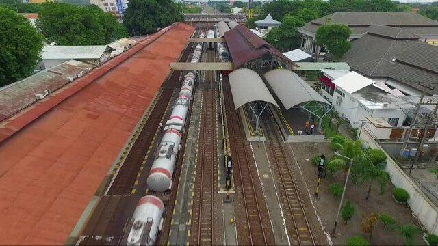 Aerial Drone Shot of Oil and Gasoline Train Industry