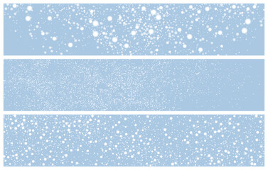 Set Of White Snow Abstract Winter Background. Horizontal Long Banner For Site. Panoramic Celebratory Backdrop. Vector Illustration, Eps 10.