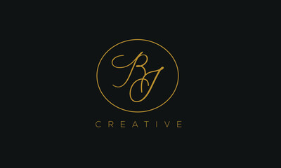 BJ is a stylish logo with a attractive and creative design and golden color with blackish background.