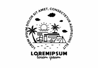 Campervan life line art illustration