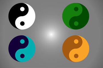 Set of Yin yang symbol