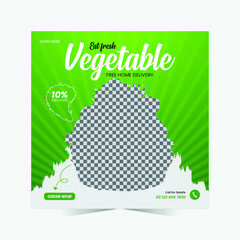 Vegetables Fresh healthy food Facebook Instagram Post design template