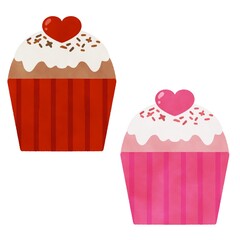 カップケーキ イラスト素材 バレンタイン