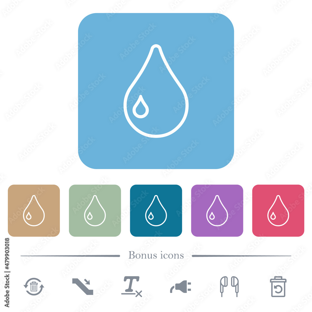 Poster single drop outline flat icons on color rounded square backgrounds